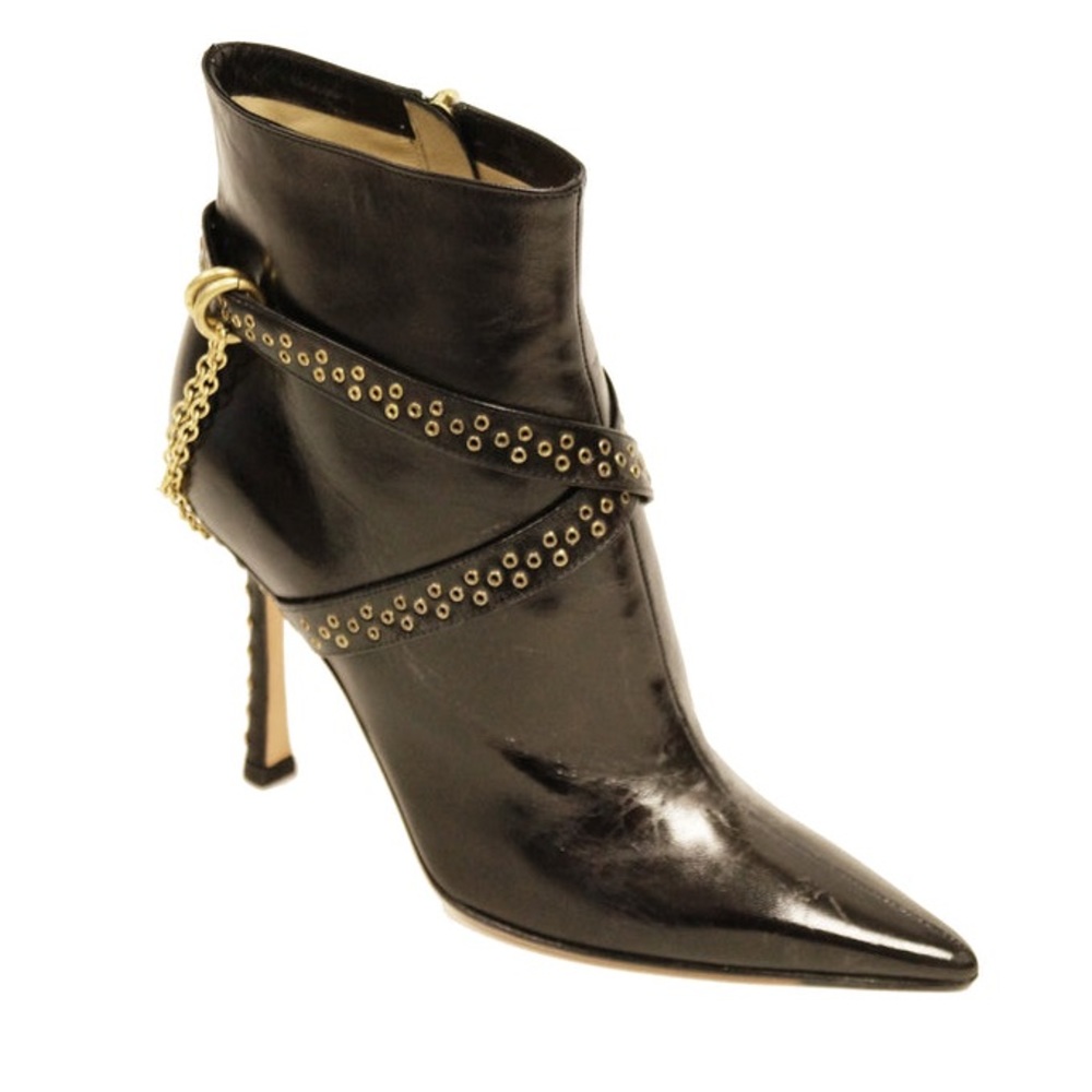Jimmy Choo Black Kid Leather Chain Boots